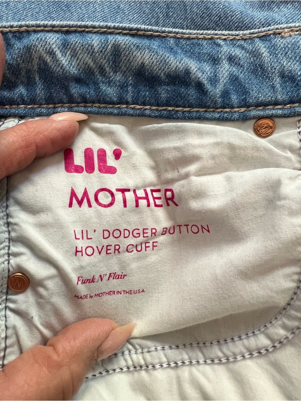 Mother Denim Lil’ Dodger Button Hover Cuff 27 - Picture 7 of 9